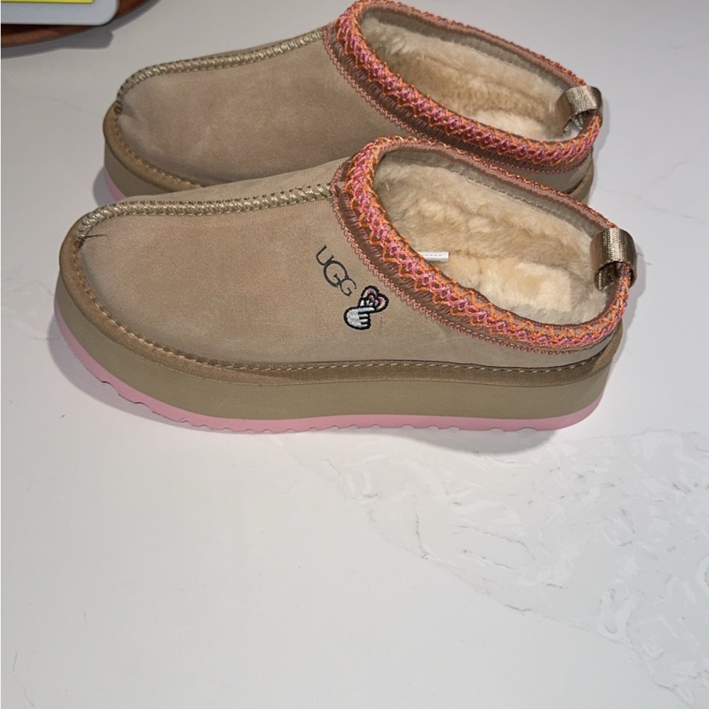 UGG Beige and Pink Slip-Ons